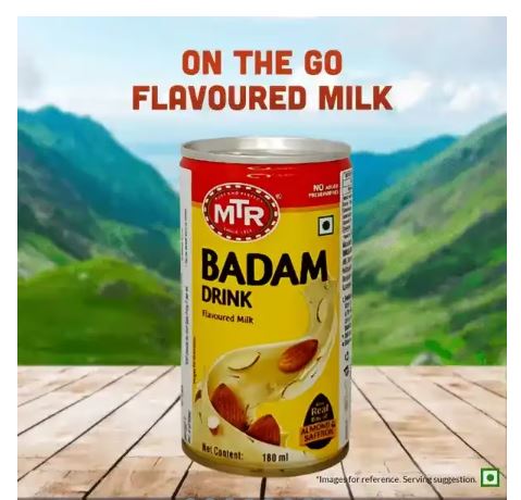 MTR Badam Drink Mix 180ml – Almond Milk Can Milk with Saffron & Cardamom
