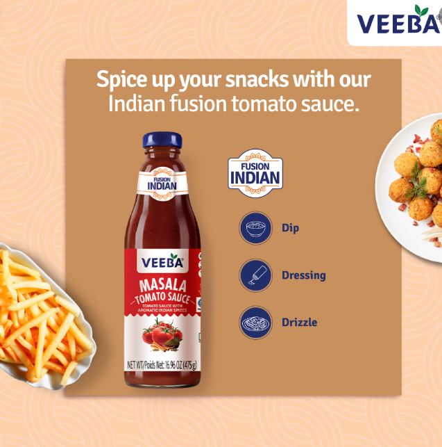 VEEBA Tamarind Chutney| Masala Tomato Sauce| Sweet Sour Tamarind| Spiced Tomato Sauce (500g)