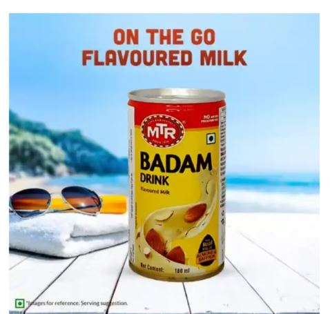 MTR Badam Drink Mix 180ml – Almond Milk Can Milk with Saffron & Cardamom