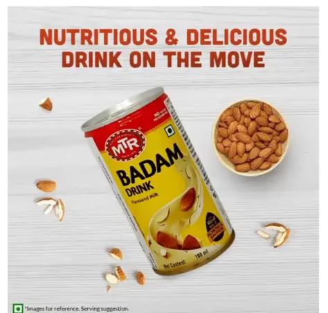 MTR Badam Drink Mix 180ml – Almond Milk Can Milk with Saffron & Cardamom
