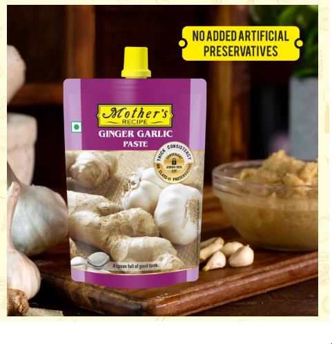 Mother's Recipe Ginger Garlic Paste (200g) - No Artificial Colors | Fresh Culinary Herb & Spice Blend