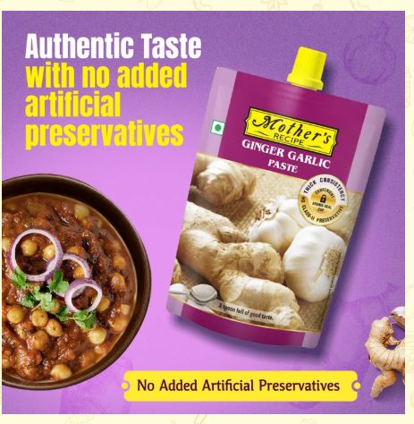 Mother's Recipe Ginger Garlic Paste (200g) - No Artificial Colors | Fresh Culinary Herb & Spice Blend
