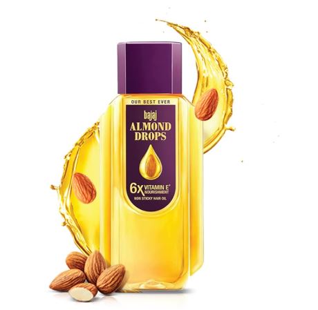 Bajaj Almond Drops |  Indian Almond Hair Oil with 6X Vitamin E Nourishment | Light & Non-Sticky Hair Fall Control