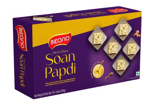 Bikano Soan Papdi Desi Ghee 500g - Premium Indian Sweet Soft Snack| Soft Texture, Sweet Flavor | Hand-rolled Laddus Ideal For Diwali And Festive Celebrations