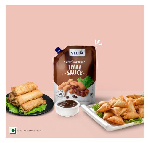 VEEBA Tamarind Chutney| Masala Tomato Sauce| Sweet Sour Tamarind| Spiced Tomato Sauce (500g)