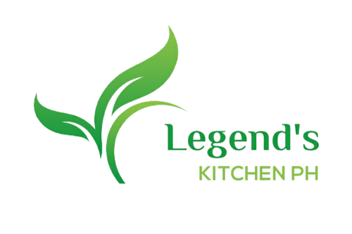 Logo of Legend's Kitchen PH with green leaves on a white background